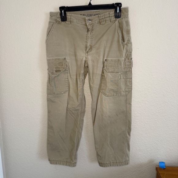 Duluth Trading Co Other - Duluth Mens 35x27* Flex Fire Hose Cargo Pants Workwear Khaki Utility Rugged